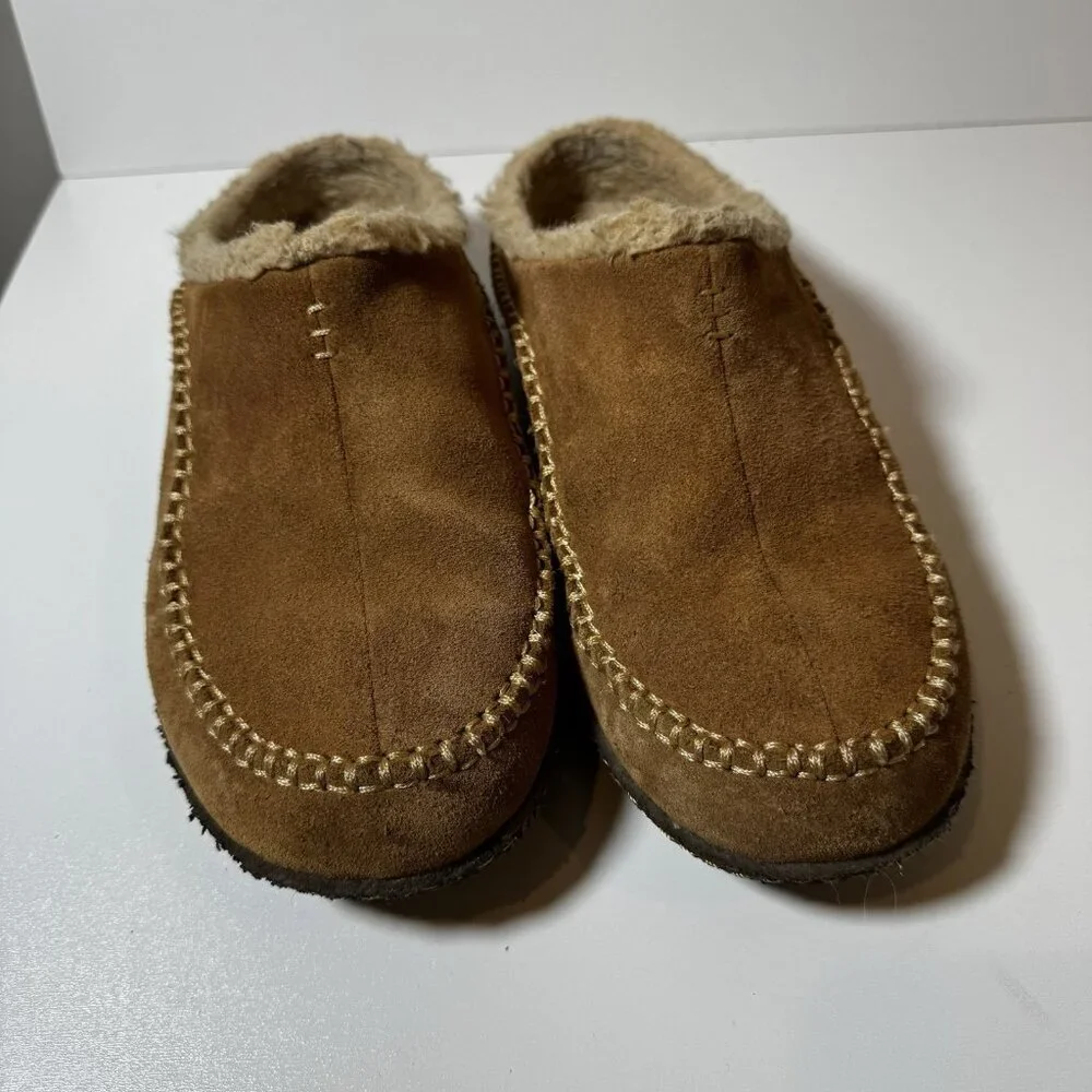 Sorel Mens Falcon Ridge II Suede Tan Slippers Indoor Outdoor Rubber Soles 8 Cozy